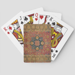 Jeu De Cartes Tapis persan asiatique Kashan en or rouge