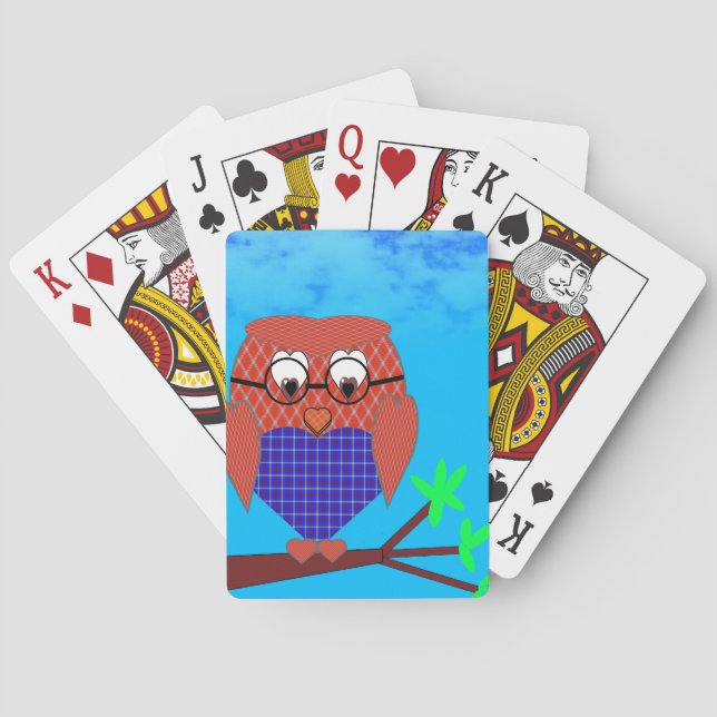 Jeu De Cartes Tartan et Chouette des Coeurs (dos)