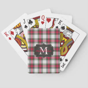 Jeu De Cartes Tartan plat moderne et élégant Nom monogramme
