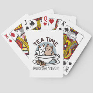 Jeu De Cartes Tea Time Meow Time - Cute Cat and Tea Design
