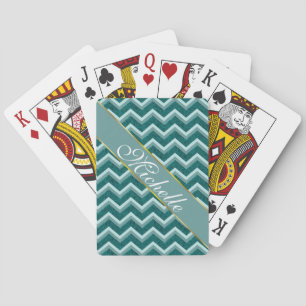 Jeu De Cartes Teal a gravé l'aluminium en refief