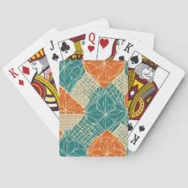 Jeu De Cartes Teal, Orange, and Tan Abstract Flowers