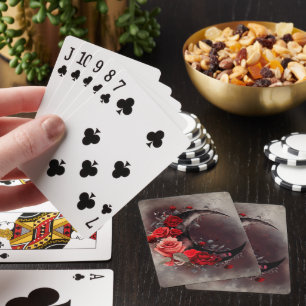 Jeu De Cartes Técherie   Lune de croissant avec des roses rouges