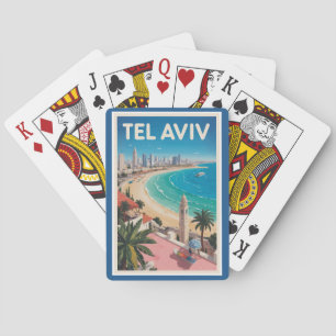 Jeu De Cartes Tel Aviv Israël Illustration Voyage Art Rétro