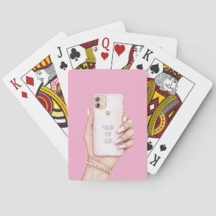 Jeu De Cartes Téléphone chic fille ongles roses