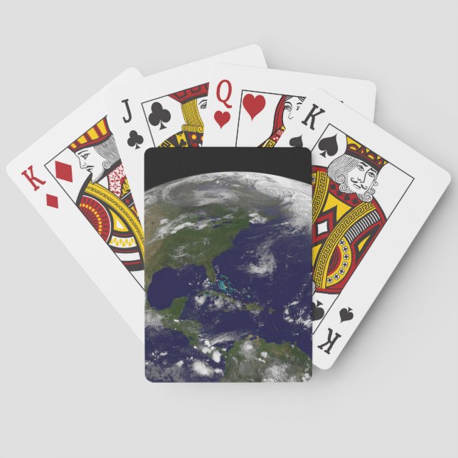 Jeu De Cartes Tempêtes Tropicales Sur La Planète Terre. (dos)