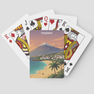 Jeu De Cartes Tenerife Mont Teide Île Canarie Voyage Rétro