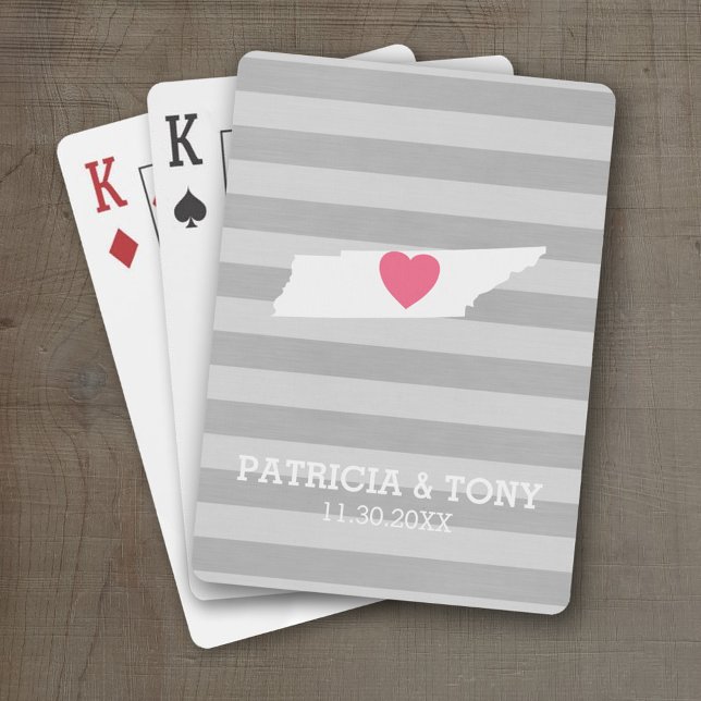 Jeu De Cartes Tennessee Carte Accueil État Amour Facultatif Coeu (Personalized Playing Cards with a State Map, Movable Heart and Name)
