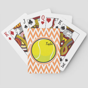 Jeu De Cartes Tennis ; Orange et Chevron Blanc