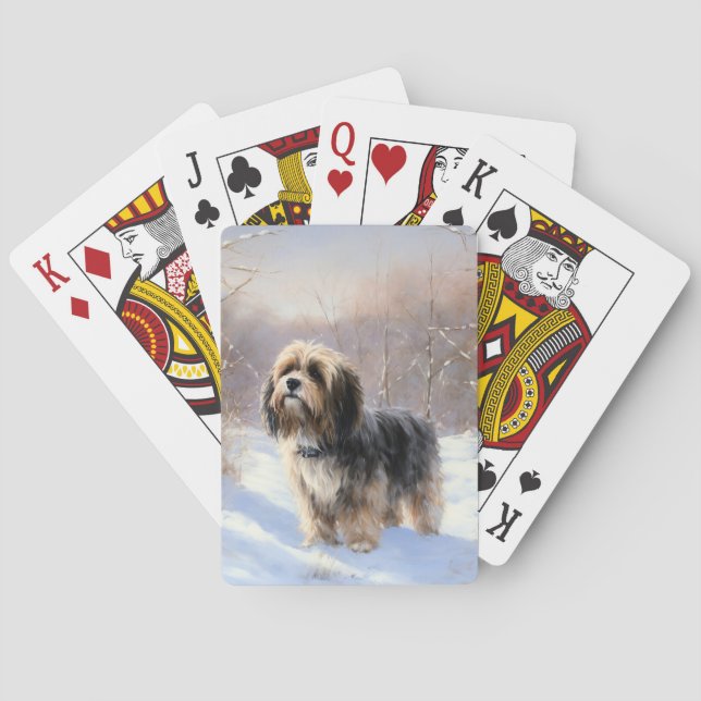 Jeu De Cartes Terrier Tibétain Laissons Il Neige Noël (dos)