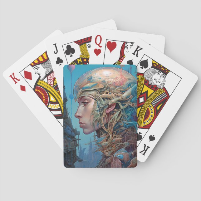 Jeu De Cartes Tête biomécanique Surréaliste Sci-Fi Art (dos)