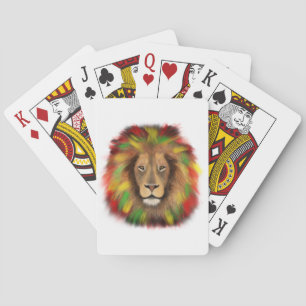 Jeu De Cartes Tête de lion rasta rouge jaune vert dessin Jamaïqu