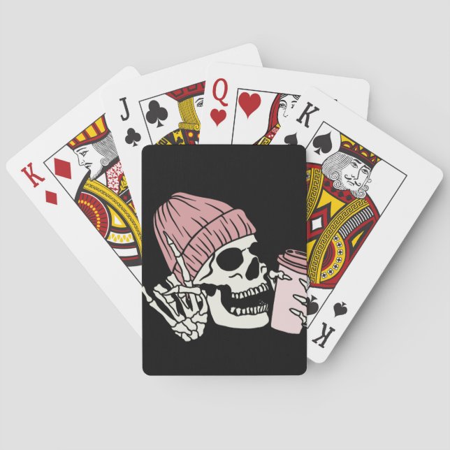 Jeu De Cartes Tête de squelette avec Casquette sur (dos)