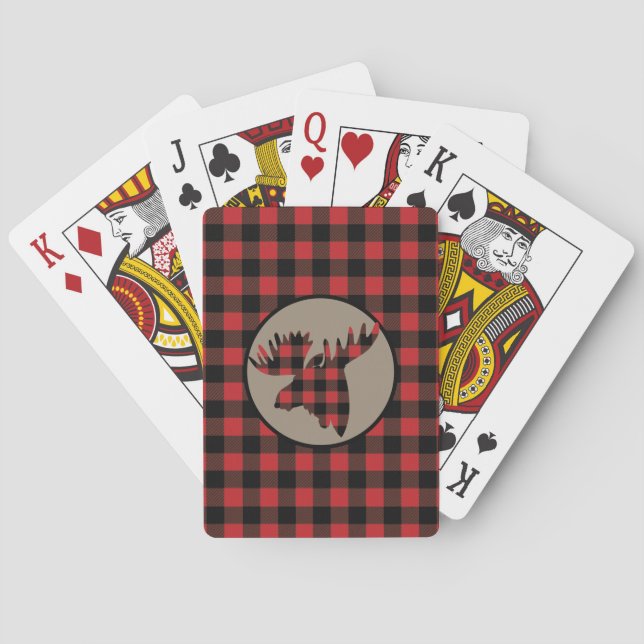 Jeu De Cartes Tête d'orignal rouge noire (dos)