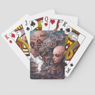 Jeu De Cartes Têtes biomécaniques Surreal Sci-Fi Art