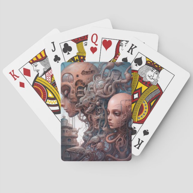 Jeu De Cartes Têtes biomécaniques Surreal Sci-Fi Art (dos)