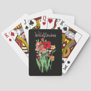 Jeu De Cartes Texte de fleurs sauvages rouges et roses