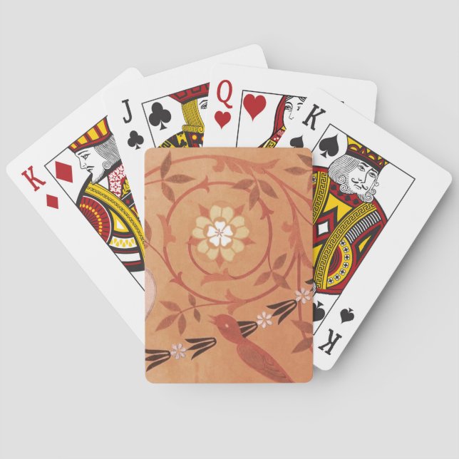Jeu De Cartes Textile rose de vigne et de vase (dos)