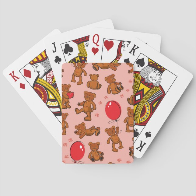 Jeu De Cartes Texture avec le nounours, coeurs (dos)