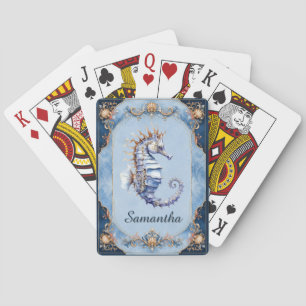Jeu De Cartes Thème de plage hippocampe bleu ivoire soirée de je