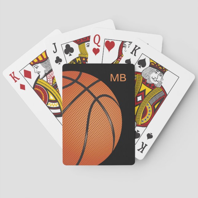 Jeu De Cartes Thème frais de basket-ball de monogramme (dos)