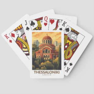 Jeu De Cartes Thessalonique Grèce Agios Pavlos Travel Art Retro