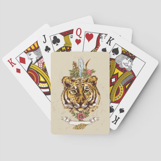 Jeu De Cartes Tiger Boho Style Portrait (dos)