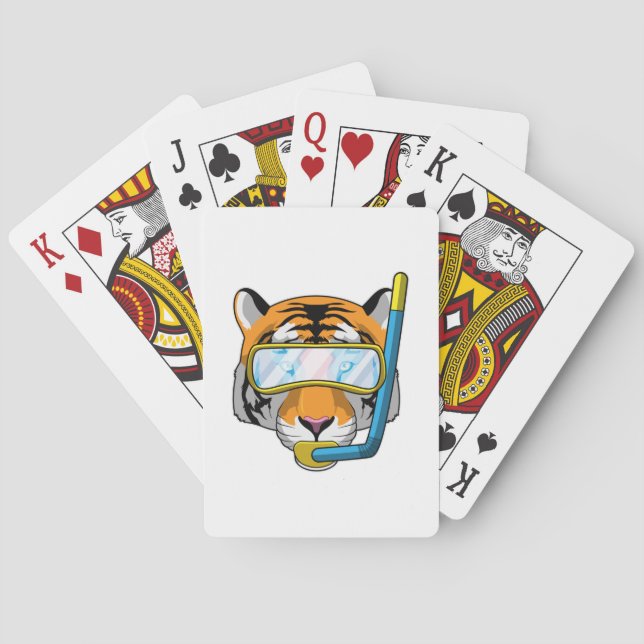 Jeu De Cartes Tiger comme plongeur avec tuba (dos)