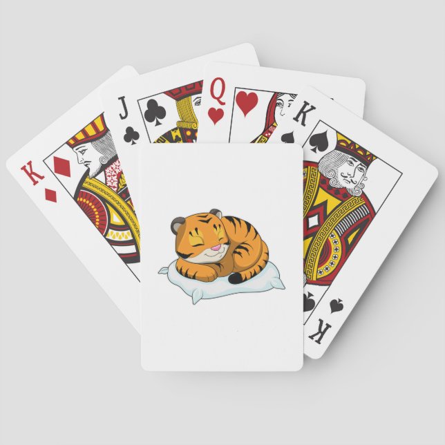 Jeu De Cartes Tigre au coucher avec Coussin (dos)