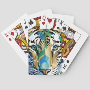 Jeu De Cartes Tigre aux Yeux Verts Art Animalier Moderne