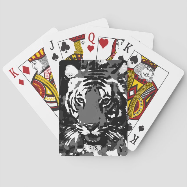 Jeu De Cartes Tigre noir blanc Pop Art (dos)