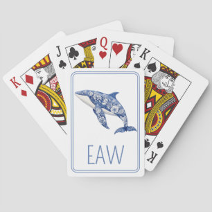 Jeu De Cartes Toile Bleue Floral Plage Dolpho Monogramme