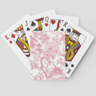 Jeu De Cartes Toile de chinoiserie rose dragon fleur de cerisier