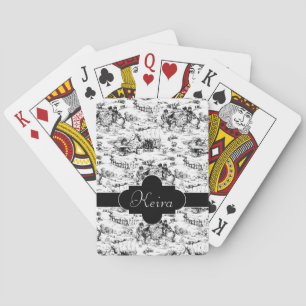 Jeu De Cartes Toile vintage de pays noir et blanc