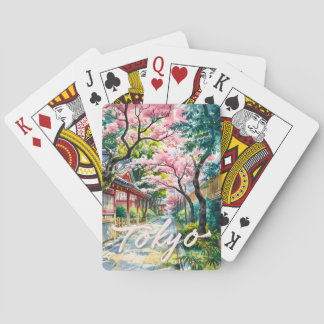 Jeu De Cartes Tokyo Cerisier à Fleur Aquarelle Japon Traditionne