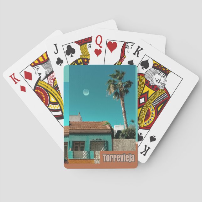 Jeu De Cartes Torrevieja en orange et turquoise (dos)
