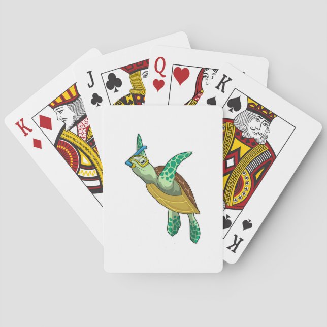 Jeu De Cartes Tortue à la plongée avec tuba (dos)