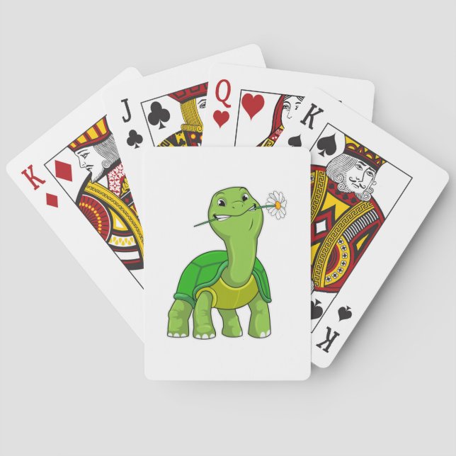 Jeu De Cartes Tortue avec marguerite à fleurs (dos)