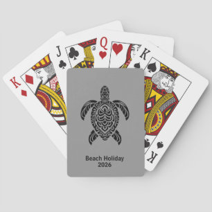 Jeu De Cartes Tortue de mer tribale, noir sur gris