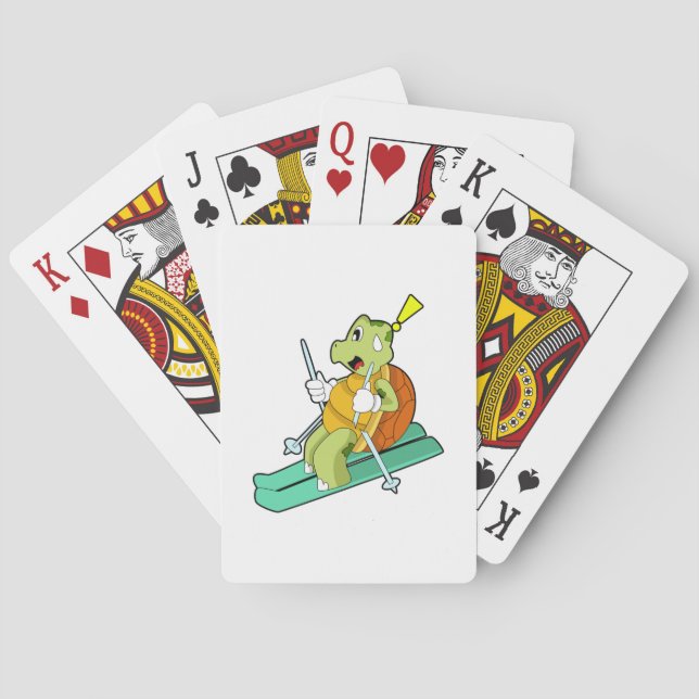 Jeu De Cartes Tortue en ski avec ski (dos)
