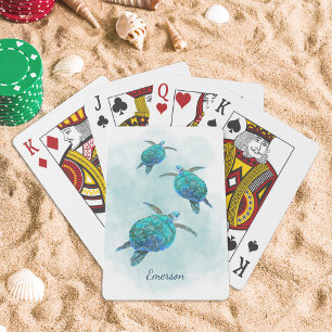Jeu De Cartes Tortues marines Aquarelle Océan Personnalisée