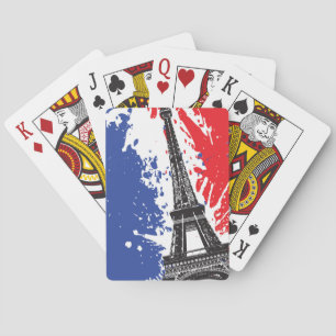 Jeu De Cartes Tour Eiffel   drapeau grunge de Paris, France  