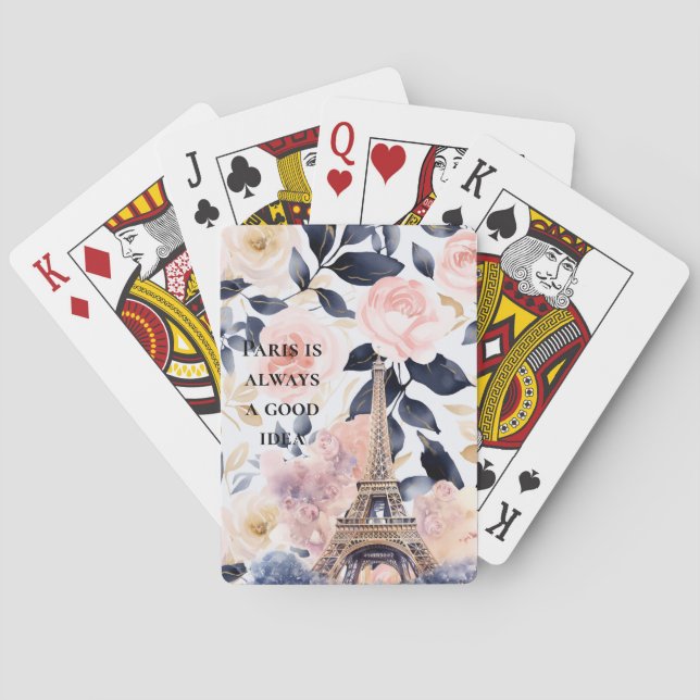 Jeu De Cartes Tour Eiffel Paris Floral (dos)
