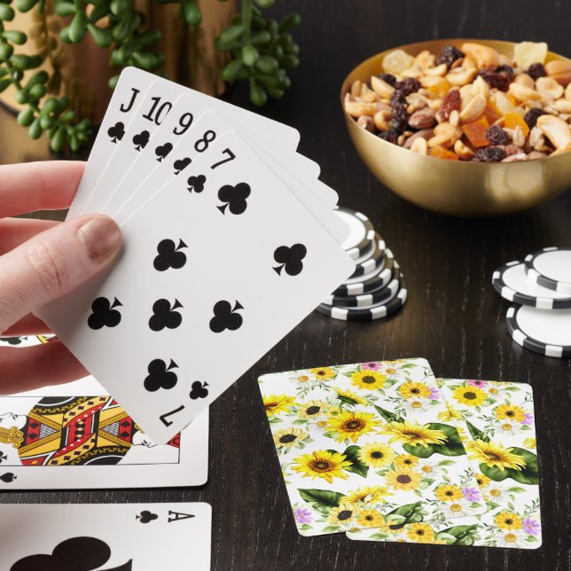Jeu De Cartes Tournesol à l'aquarelle 7 (In Situ)