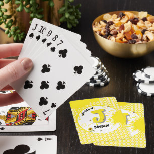 Jeu De Cartes Tournesol à l'aquarelle avec papillons comme jaune