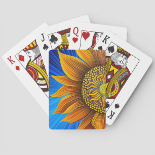 Jeu De Cartes Tournesol rustique sur bleu