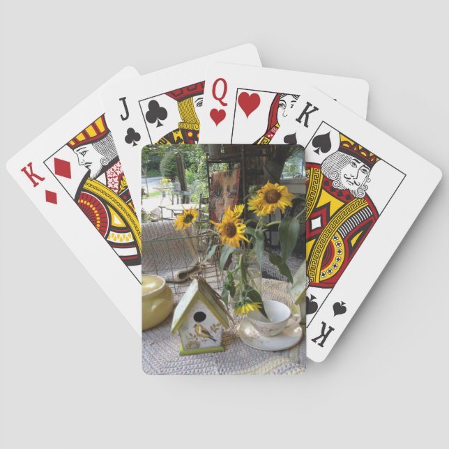 Jeu De Cartes Tournesols d'automne rustiques et maison d'oiseaux (dos)