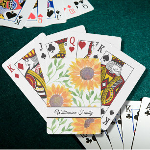Jeu De Cartes Tournesols jaunes aquarelle personnalisés  