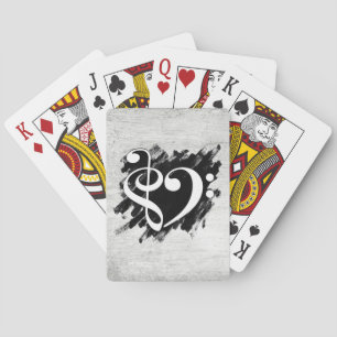 Jeu De Cartes Treble et Bass Clef Musical Coeur Blanc