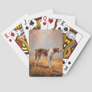 Jeu De Cartes Trekking Walker Coonhound à l'automne Feuilles aut